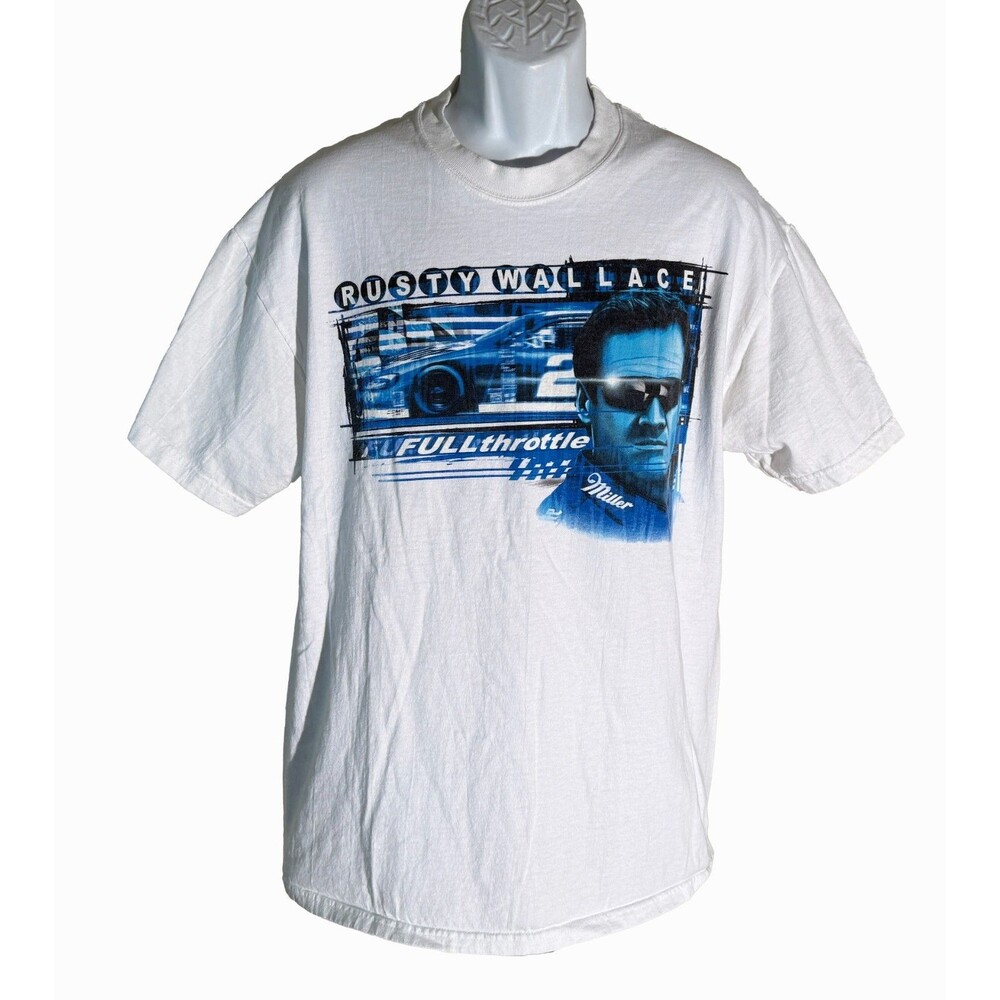 CHASE AUTHENTICS RUSTY WALLACE  Short‎ Sleeve Pull-Over White T-Shirt Large